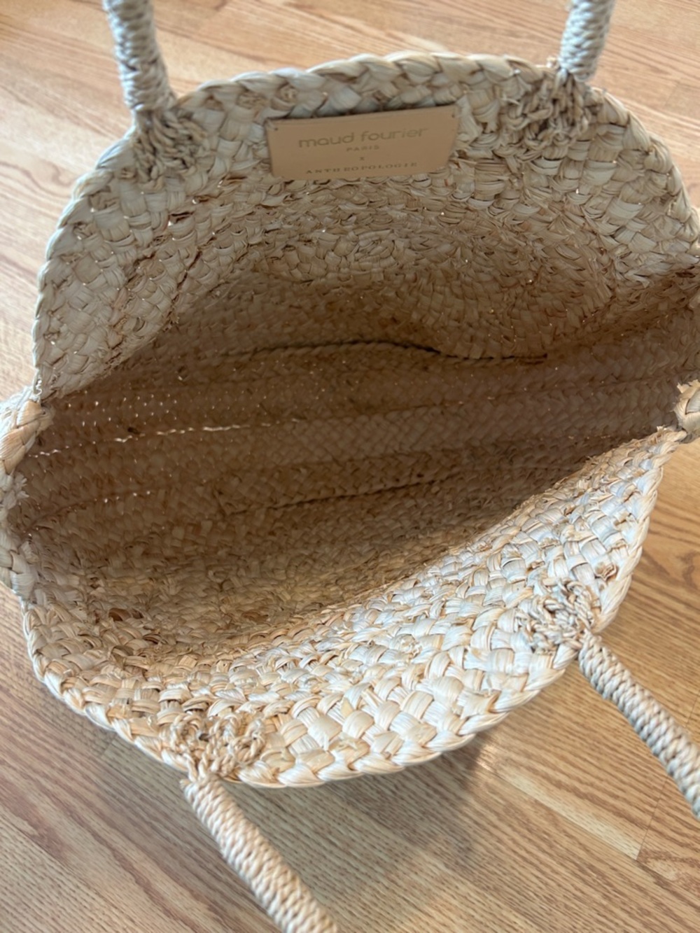 Straw Tote Maud Fourier Paris x Anthropologie Handmade Natural Straw Boho Bag - Picture 3 of 5